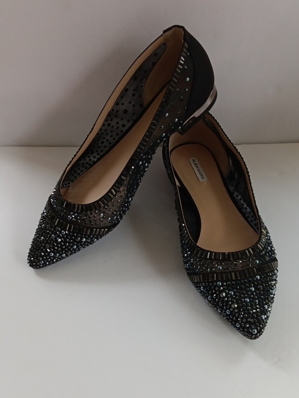 Alex Marie Black Crystal Pointed Toe Flats